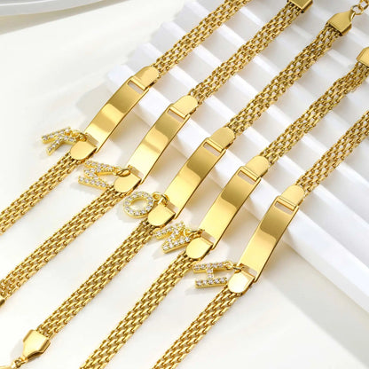 Personalized Engrave ID Name Custom Bracelet for Women Girl, Initial A-Z Letter Alphabet Pendant Stainless Steel Jewelry Gift