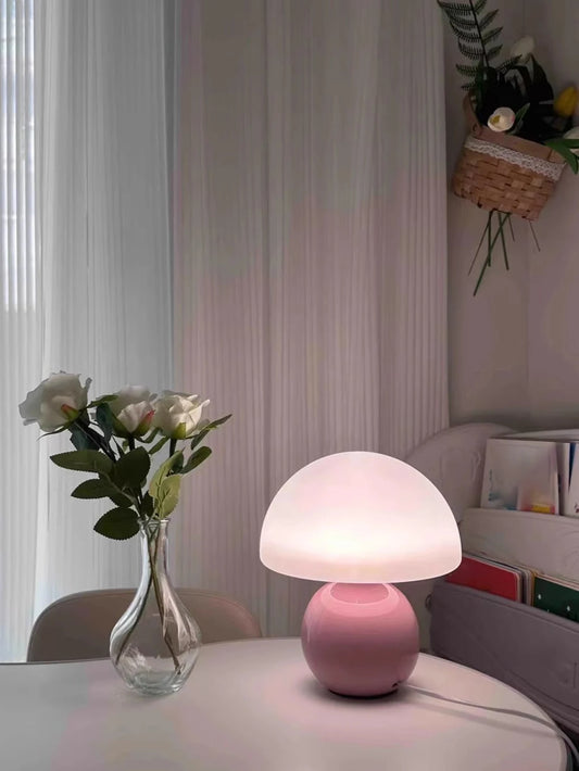 A pink/orange/red/white/beige USB socket decorative table lamp for room light decorative lamp, night light, desk light.