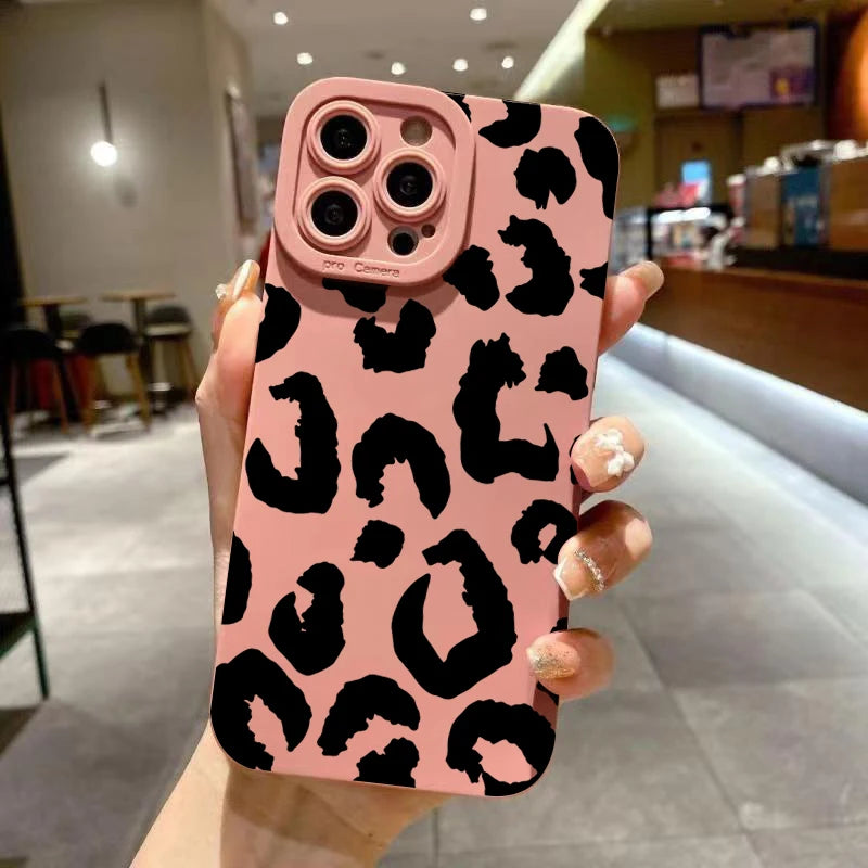 Leopard Design Camera Protective Phone Case for iPhone 16 Cases iPhone 17 Air 15 14 13 12 11 Pro Max 16E XS XR X 7 8 Plus Cover