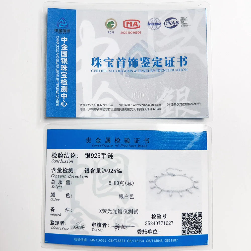 Bracelet Angular Stones With Baguette Cut 925 Sterling Silver Elegant Fine Jewelry Europe Women Trendy Gift