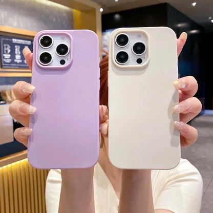 New Solid Color Phone Case for IPhone 16 15 14 13 12 11 Pro Max 16Pro Soft Silicone Shockproof Protective Accessories Cover