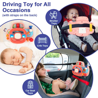 Baby Simulation Driving Car Cartoon Electric Steering Wheel with Music and Lighting Toys Early Educational Toys for Kids Gifts