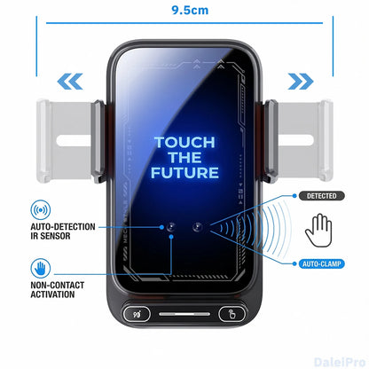 Car Phone Charger Phone Holder 15W Wireless & Wired Charger Auto Sensing One-Touch Release and Rotation Qi FCC ROHS Certified