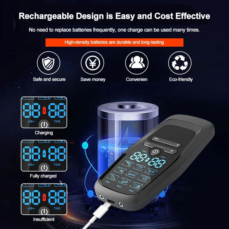 Electric 9 Modes Digital Therapy Muscle Stimulator Physiotherapy Microcurrent Tens electrostimulator EMS Pulse Body Massager