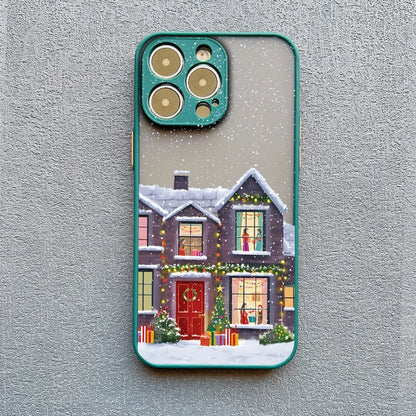 Rural Building Snow Scenery Phone Case For iPhone 16 15 Pro Max Plus 14 13 Pro Max 12 Mini 11 XS X XR 7 8 Plus Shockproof Covers