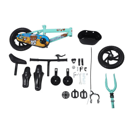 12" Kids Bike with Training Wheels for 2-6 Years Old, High Carbon Steel Frame Adjustable Seat & Handlebars