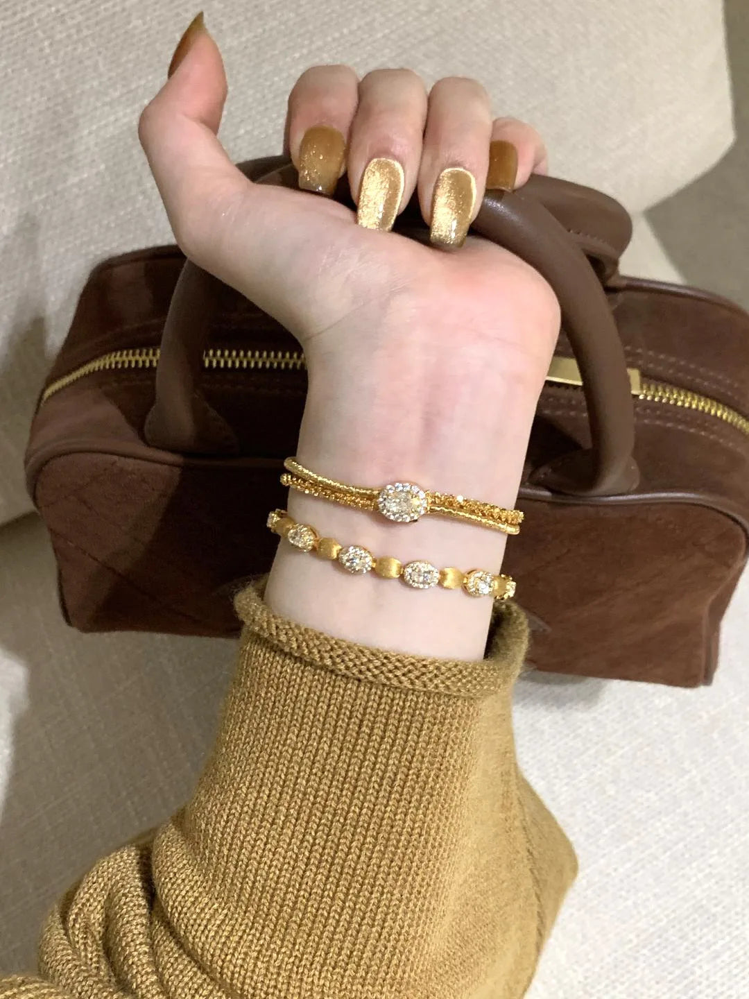 Classic matte shiny wire winding bracelet for women Light luxury and fashion silver 925 double-layer soft bangles fine jewelry