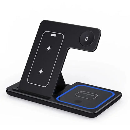 Dock Station Charge Foldable Wireless Charger Stand 3 in 1 LED Wireless Charger