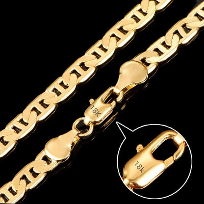 45-60cm 18K gold 925 Sterling silver charm 6MM flat chain Necklaces for Women Men Luxury Fashion Party Wedding Jewelry