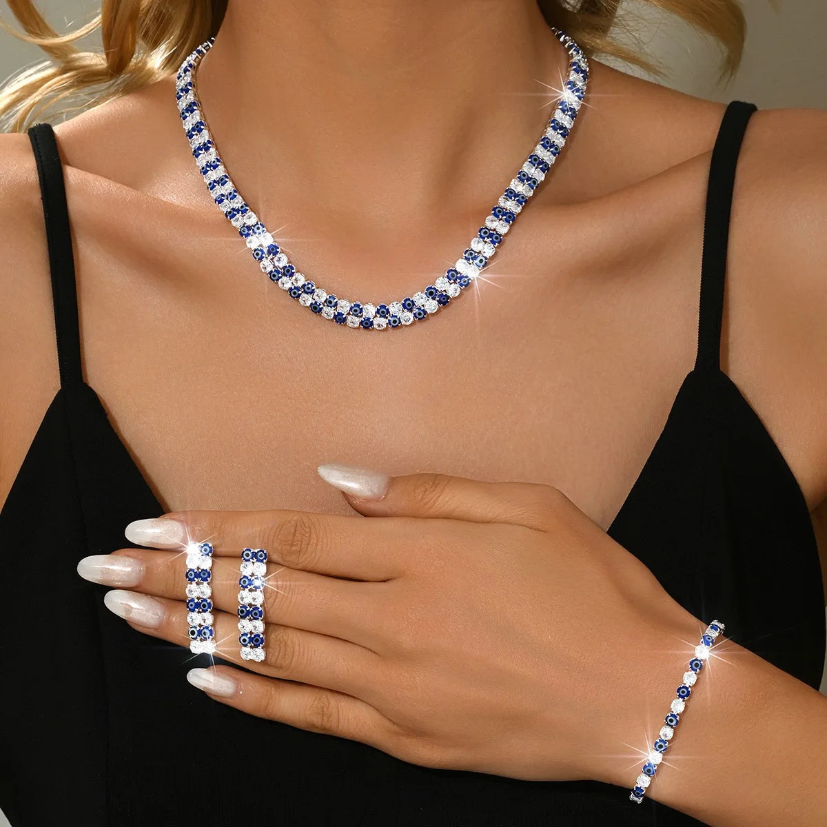 European Bridal Wedding Jewelry High Quality Earrings, Necklace, Bracelet Set, Evening Dress, Hundred Matching Accessories