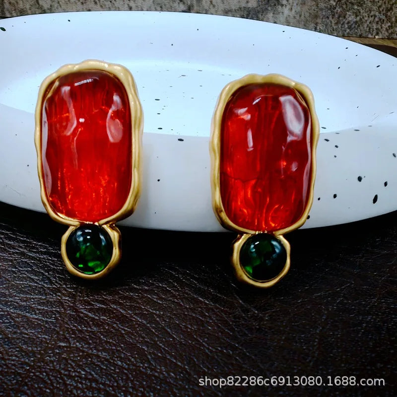 Jelly translucent gemstone earrings fashion luxury high sense 9 earrings female