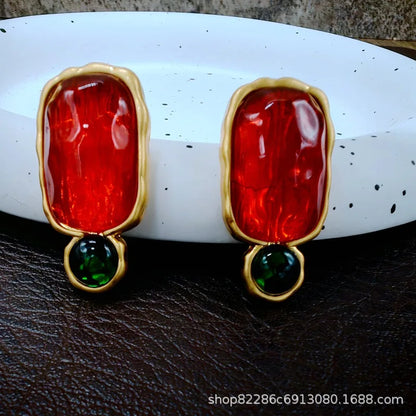 Jelly translucent gemstone earrings fashion luxury high sense 9 earrings female