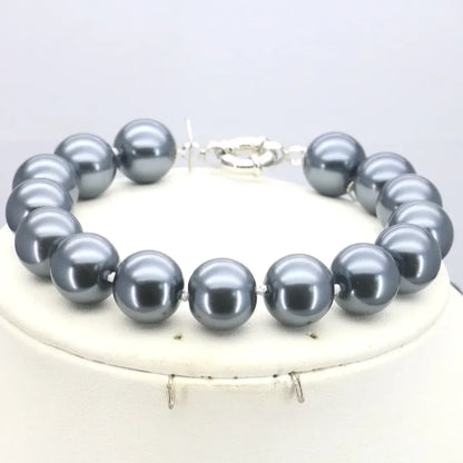 Jewelry for Women 12mm Black Imitation Pearls Necklace Bracelet Earring Set Girl Christmas Wedding Gift Design Manufacturing