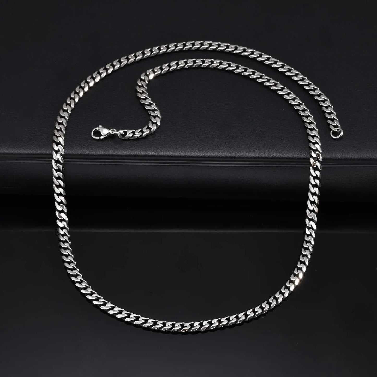 Vintage Chain Necklace for Men Boys,3/5/7mm Retro Grey Stainless Steel Collars,Rock Punk Antique Jewelry Gifts