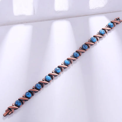 Copper Bracelet for Women for Arthritis and Joint Solid Metal Magnetic Therapy Bangle With Chain Link Health Energy Jewelry