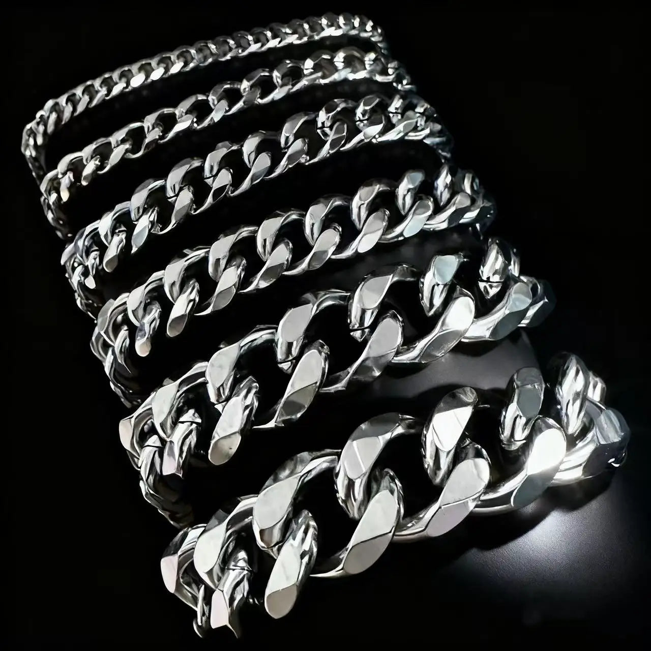 HNSP 3MM-15MM Thick Stainless Steel Cuban Chain Bracelet For Men Adjustable Size Trend Accessory Jewelry Hand Chains Male