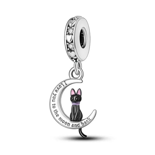 New 925 Sterling Silver Black Cat Charms Beads Fit Pandora 925