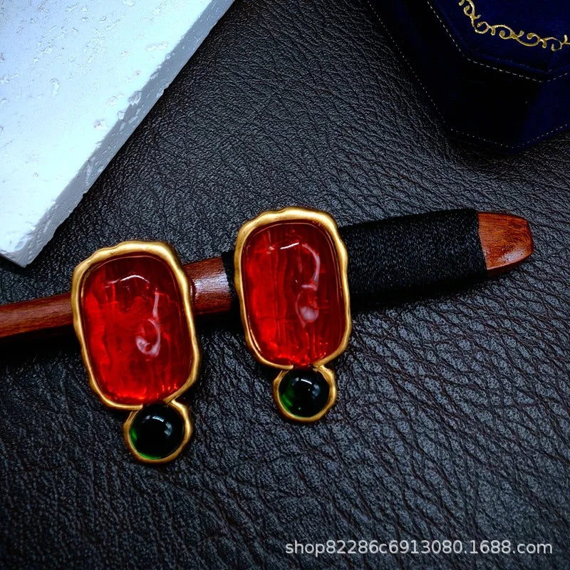 Jelly translucent gemstone earrings fashion luxury high sense 9 earrings female