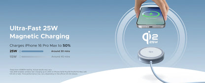 UGREEN Magflow Qi2 25W Wireless Charger For iPhone 17 16 Pro Max Fast Charging Qi2 Certified Magsafe Phone Charging Pad