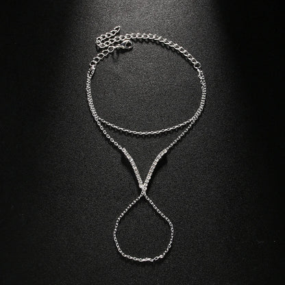 Luxury V-Shaped Bracelet Women Charms Ring Crystal Simple Fashion Sparkly Hand Accessories New Bridal Weeding Banfle Luxury