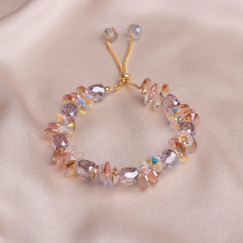 Charming Crystal Bracelet for Women with Adjustable Pull Design Colorful Bead Fashion Jewelry Stylish and Shiny Hand Accessories