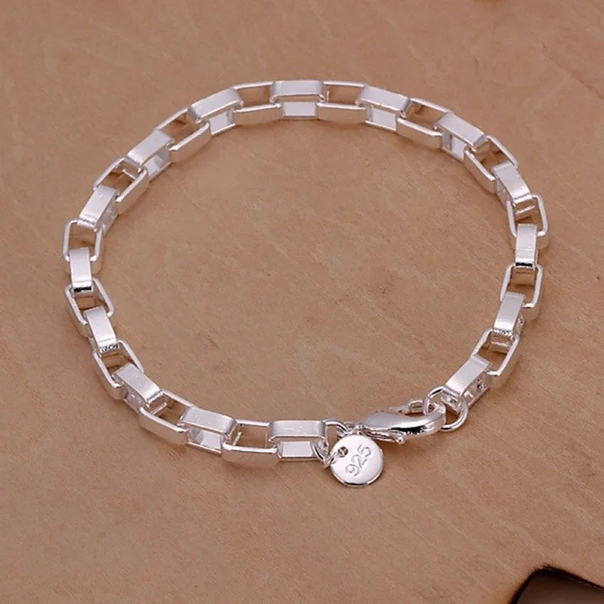 Fine Noble 925 Sterling Silver Solid Chain Bracelet For Women Men Charm Party Gift Wedding party Fashion Jewelry