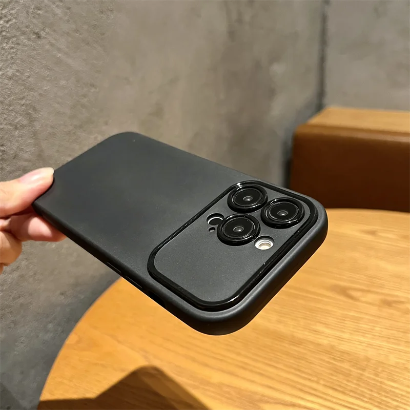 Luxury Matte Silicone Soft Case For iPhone 16 15 14 13 12 11 Pro Max Plus Drawing Line Solid Black White Ultra Thin Cover Shell