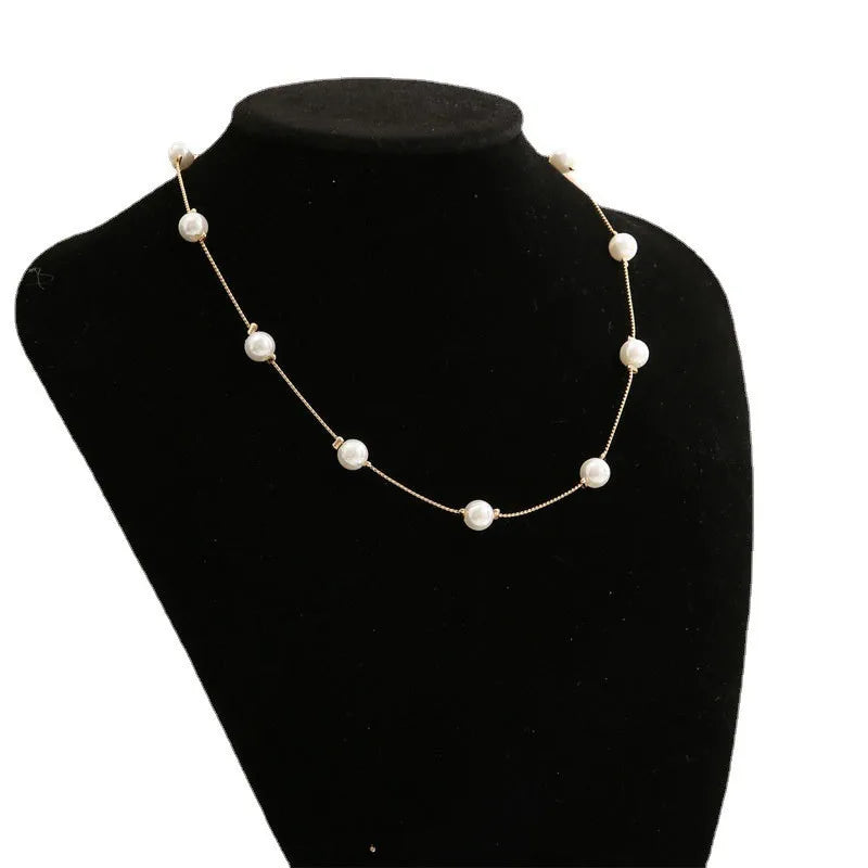 Womens Jewellery Colliers Chain Simulated Pearls Necklace Bridal Jewelry Necklaces Female White Wedding Gifts Collares Wholesale