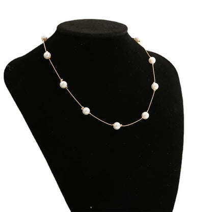 Womens Jewellery Colliers Chain Simulated Pearls Necklace Bridal Jewelry Necklaces Female White Wedding Gifts Collares Wholesale