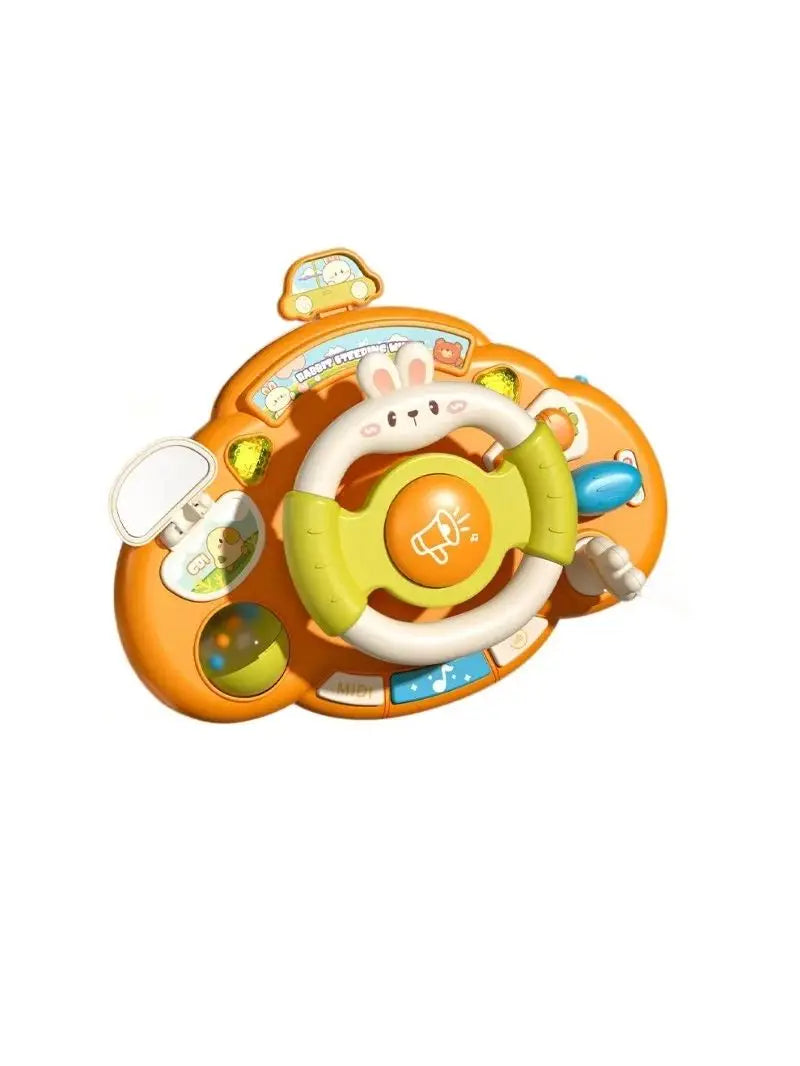 Baby Electric Steering Wheel Toy, Cartoon Bunny Design, Fun Driving Simulation, Perfect for Early Learning