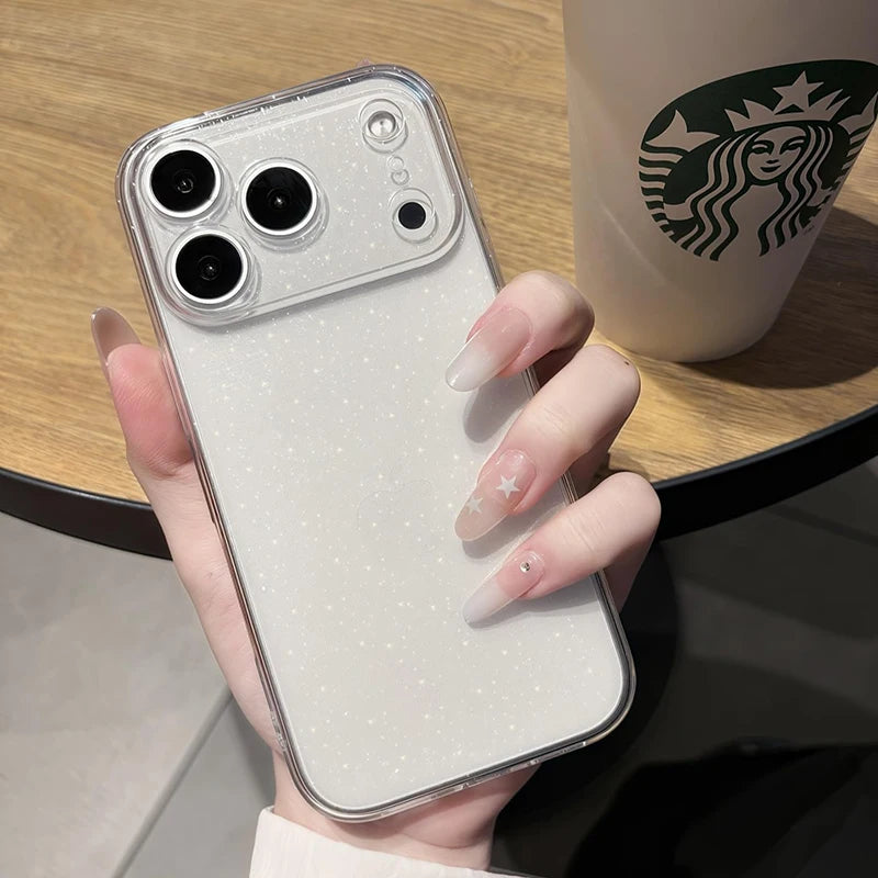 Case for iPhone 17 Pro Max 17Air Case Cute Clear Glitter With Design Girly Shockproof Protective Cover Slim TPU Back Cover Funda