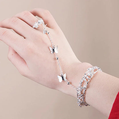Bracelet Hand Accessories For Women Fashion Connected Finger Bracelet On Hand Female Ring Boho Jewelry Браслет Женский