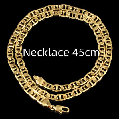 45-60cm 18K gold 925 Sterling silver charm 6MM flat chain Necklaces for Women Men Luxury Fashion Party Wedding Jewelry