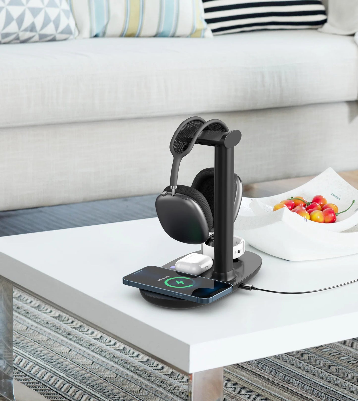 Stand 4-in-1 Wireless Charger for iPhone, Watch, Headphones 15W Fast Charging