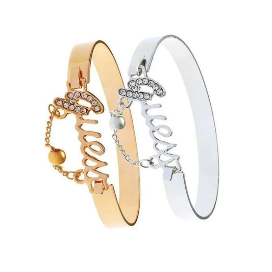 Women's Metal Bracelet Letter Design Chain Tassel Alloy Band Crystal Charm Hot Selling Jewelry Fashion Jewelry