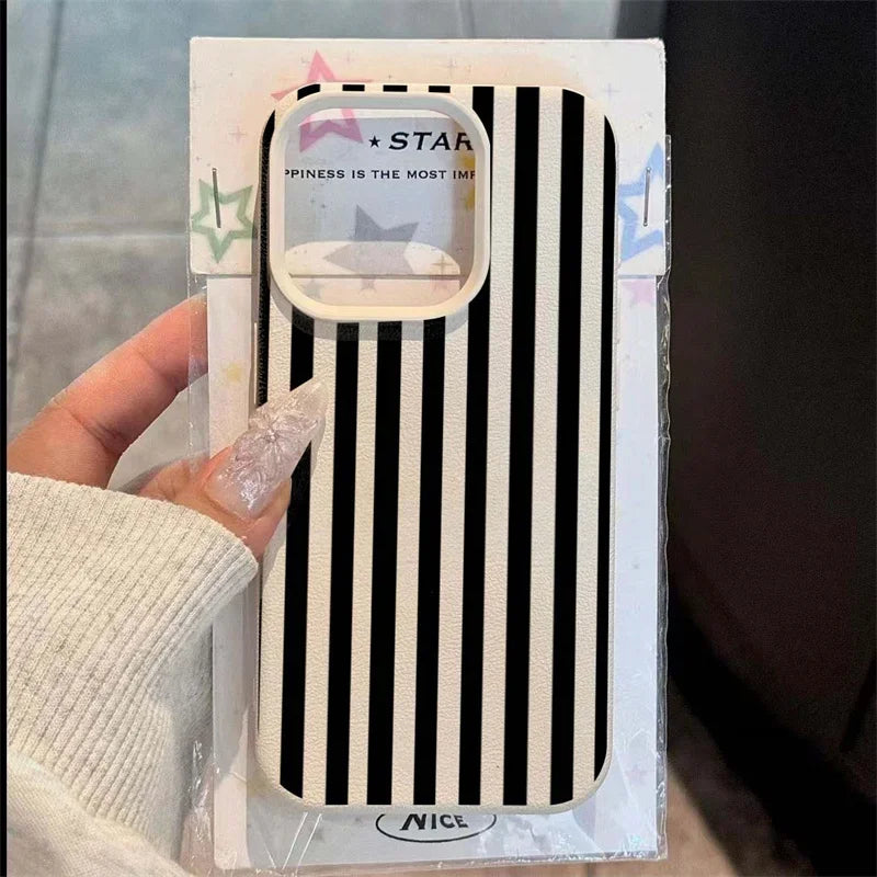 Colorful Striped Minimalist INS Couple Phone Case For iPhone 17 16 11 13 12 14 15 Pro Max XS X XR 7 8 Plus 16E 16 17 Pro Cover