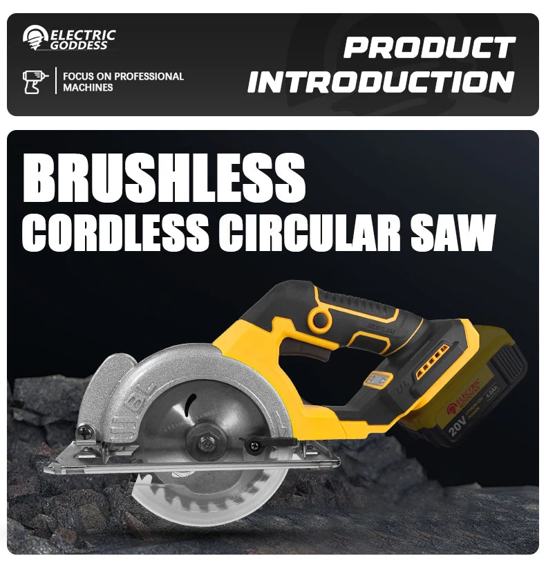 Electric Goddess 5in Brushless Electric Circular Saw ﻿For Dewalt 20V Battery ﻿Cordless 1000W Handheld Woodwork Saw Power Tool ﻿