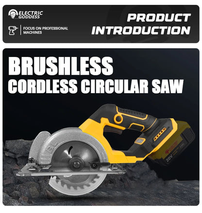 Electric Goddess 5in Brushless Electric Circular Saw ﻿For Dewalt 20V Battery ﻿Cordless 1000W Handheld Woodwork Saw Power Tool ﻿