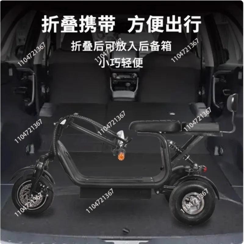 Electric Tricycle, Small Mini Folding Scooter, Adult Girls Pick Up and Drop Off Children, New Son Battery Car
