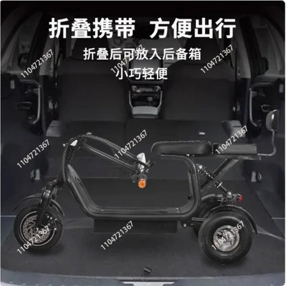 Electric Tricycle, Small Mini Folding Scooter, Adult Girls Pick Up and Drop Off Children, New Son Battery Car