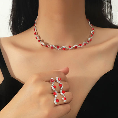 BLIJERY elegant royal blue crystal rhinestone choker necklace earrings jewelry set charm vintage wedding accessories for women