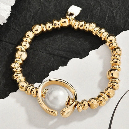 Pearl Jewelry Set, Gold Silver Necklace Earrings Bracelet Set, Elegant Wedding Party Jewelry For Women Gifts