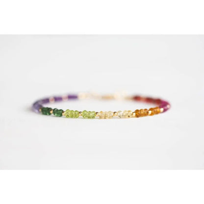 Exquisite rainbow gemstone bracelet, set with garnet, tourmaline, citrine, apatite and amethyst
