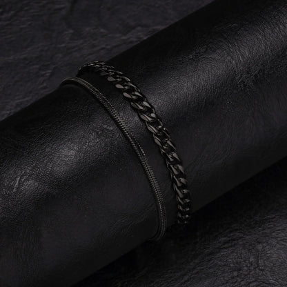 2pcs Men's Chain Bracelets,Stainless Steel Silver Gold Black Color Twist Rope Chain Wristband,Trendy Cuban Link Chains Gift