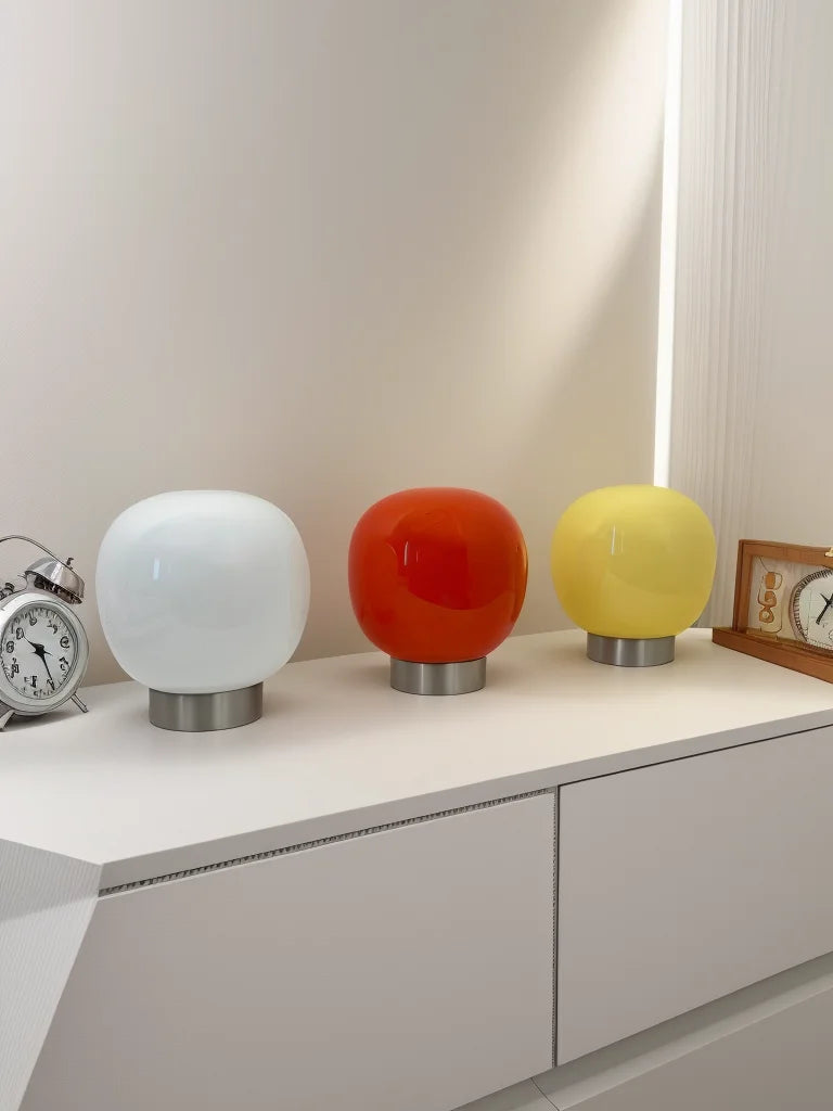  Macaron Glass Table Lamp for Hotel Bedroom Bedside Living Room Trichromatic Dimming Decoration Modern Minimalist Desk Lights