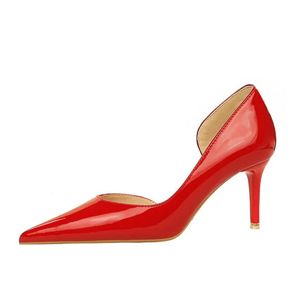 Women 7.5cm 10.5cm High Heels Yellow Pumps Office Stiletto Wedding Bridal Scarpins Short Heels Lady Hollow Party Shoes