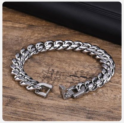 Vnox 6/8/10/12mm Cuban Chain Bracelets for Men Women, Solid Stainless Steel Curb Link Chain Wristband Jewelry