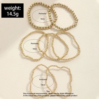 New Beaded Bracelets for Women Charm Link Chain Statement Bracelets Bangles Handmade Gold Color Beads Elastic Hand Jewelry