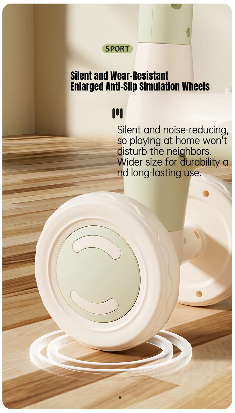 Anti-Tip Baby Balance Bike Ages 1-3 4-Wheel Silent Glider Walker Toy Toddler Training Ride-On with Safety Wheels Indoor Outdoor