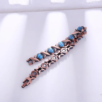 Copper Bracelet for Women for Arthritis and Joint Solid Metal Magnetic Therapy Bangle With Chain Link Health Energy Jewelry